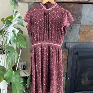 MIKAROSE Red Dress Midi Modest